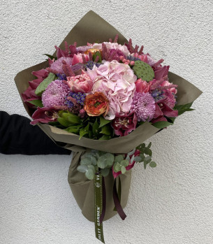 Pembe Ortanca Mevsim Buketi